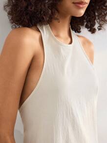 Ocili Đầm thường ngày vải cotton mềm mại viền bèo nhún mặc ở nhà 100% - trắng - Xem 5