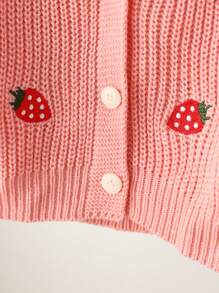 SHEIN 年轻女孩春秋时尚潮流可爱草莓刺绣开衫