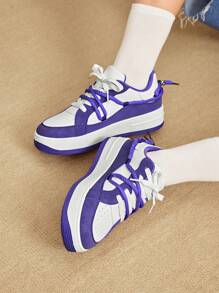 CUCCOO EASI New Style Women's Chunky Sneakers, 2024 Spring Fashionable Thick-Soled Sports Shoes, Versatile Casual Shoes For Women Trainers - Purple - View 5