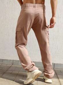 Manfinity Homme Men Vintage American Style Straight Leg Casual Pink Cargo Pants - Pink - View 2