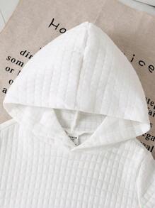 SHEIN Conjunto de 3 piezas para niña - sudadera navideña, chaqueta con capucha de forro polar de longitud media y pantalones a cuadros, conjunto cómodo y casual para Navidad, primavera, otoño e invierno