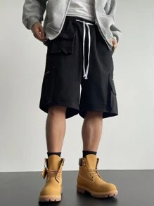 Manfinity EMRG 男士黑色牛仔松紧腰宽松短裤