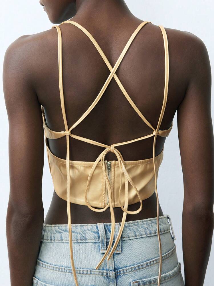 SHEIN Maija Women's Solid Color Simple Casual Spaghetti Strap Tank Top For Summer