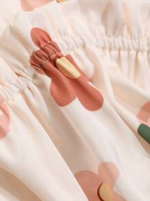 DAZY Satin Floral Print Ruffle Collar Pajama Set - Apricot - View 9