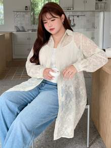 Dazy Petite Plus Plus Size Women's Spring And Summer Puff Sleeves Elegant Blouse Sheer