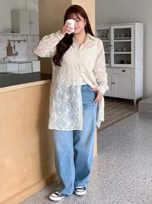 Dazy Petite Plus Plus Size Women's Spring And Summer Puff Sleeves Elegant Blouse Sheer
