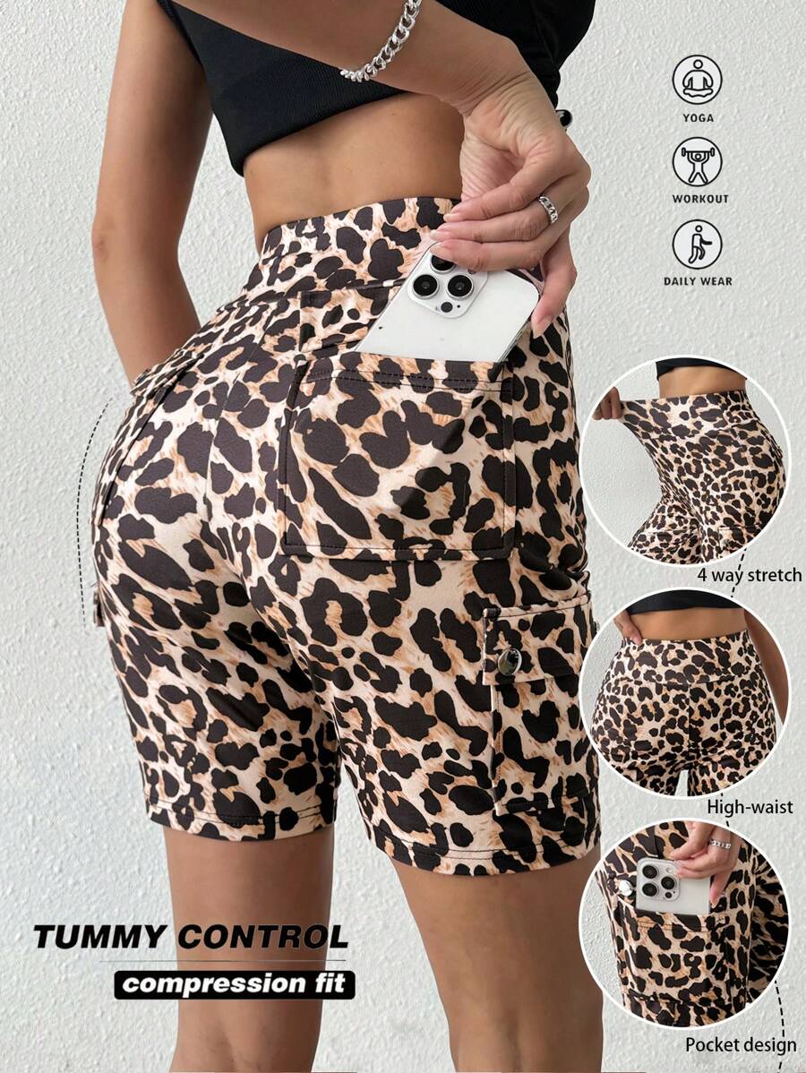 Chiquease Women Leopard Print Summer Shorts With Pockets - Multicolor - View 1