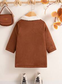 Chaqueta de estilo de moda con manga larga, solapa y botones para bebé niña