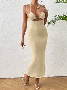 SHEIN Swim Set de 2 piezas Vestido deslizante calado y patchwork sexy para mujer + Chal, estilo europeo y americano para el verano