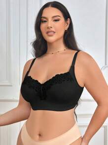 Áo ngực không dây có kích thước cộng với ren 1 cái - màu đen - Xem 6