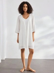 Ocili 女士中长条纹长袍，休闲居家