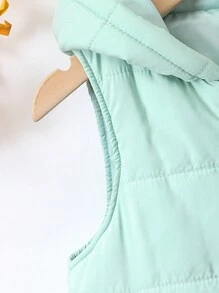 SHEIN Young Boy's Mid-Length Hooded Zip-Up Pocket Padded Coat, Suitable For Autumn & Winter, Comfortable Warm Material, Streetwear Stylish Design - Baby Blue - View 6