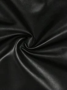 SHEIN SXY 时尚黑白 PU 皮革女裤 - 黑與白 - 查看 6