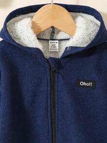 SHEIN 宝宝休闲保暖灯芯绒连帽外套，适合秋冬季外出 - 彩色 - 查看 13