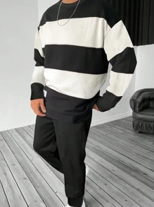 Manfinity Homme Men's Patchwork Pullover Hip-Hop Style Sports Leisure Sweatshirt