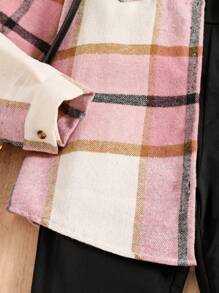 SHEIN 少女 2 件套休闲领衬衫夹克和黑色连体裤校服风格 - 彩色 - 查看 5