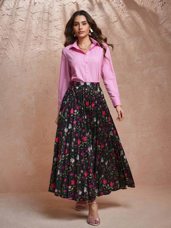 Miriam Omar Designer Boho Boemia Floral Imprimat Fusta Plisată Elegantă, Pentru Sărbători, Petrecere, Vacanță, Revelion, Ziua Îndrăgostiților, Primăvară, Festival