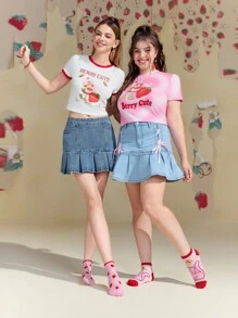 Strawberry Shortcake X SHEIN 3 Pairs Of Women Cute Socks With Cartoon Character And Strawberry Pattern,Gift Ideas