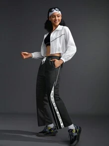 SHEIN Sports Pantaloni sport moale, comozi, pentru femei - Negru - Vizualizare 3