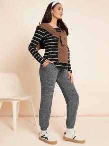 SHEIN Umstandshosen mit Schleife, Umstandshosen mit verstellbarem Bund für schwangere Frauen