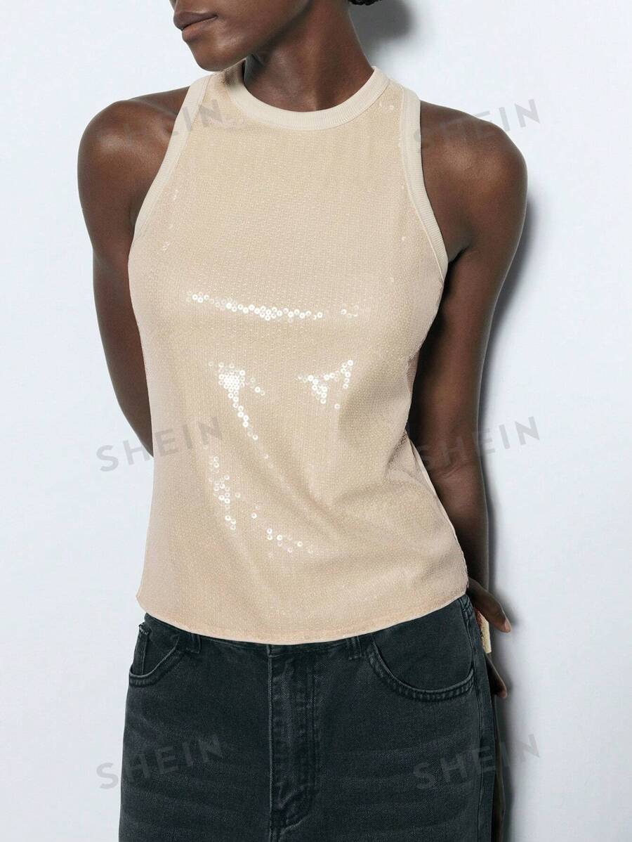 Maija Top sin mangas con cuello de halter para mujer, de diseño sencillo y de unicolor versátil para uso casual, fiesta, uso diario, elegante, adecuado para primavera/verano, atuendos de discoteca, San Patricio, Pascua y festivales de primavera