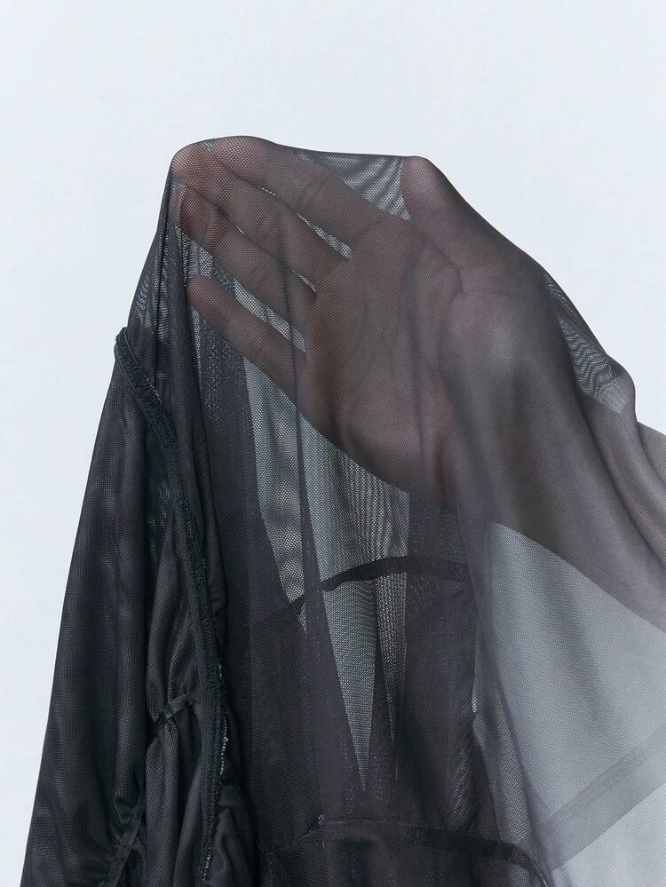 SHEIN Maija Women's Spring And Summer Fashion Off Shoulder Gradient Mesh T-Shirt