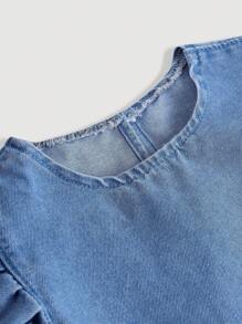 SHEIN Top de Denim Azul para Meninas Jovens