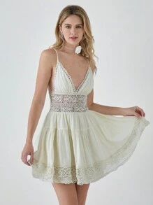 Enchnt Women's Solid Simple Everyday Cutout Sexy Backless Slip Dress - Yellow - View 8