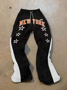 Manfinity EMRG Manfinity Sporsity 返校季男士拼色简约日常抽绳短裤 - 黑色 - 查看 1