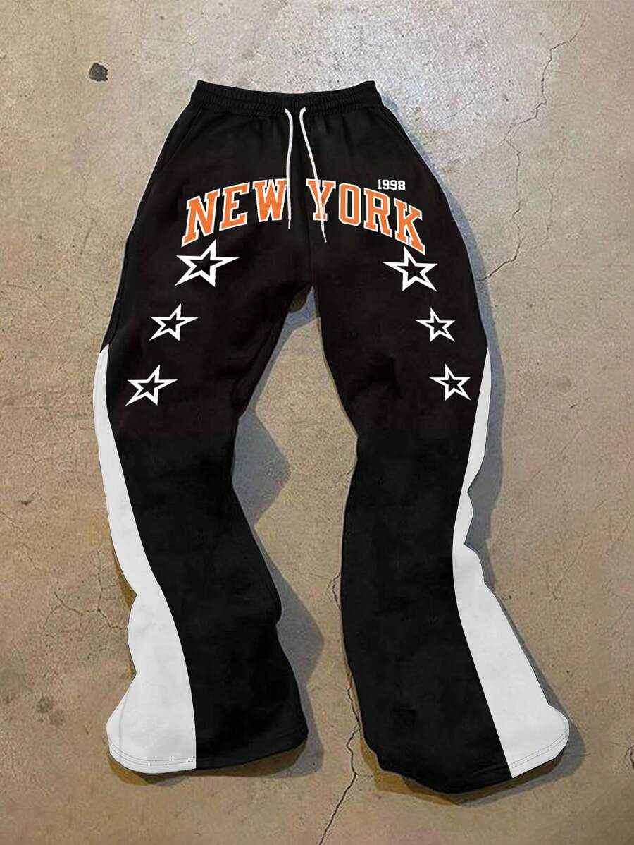 Manfinity EMRG Manfinity Sporsity 返校季男士拼色简约日常抽绳短裤 - 黑色 - 查看 1