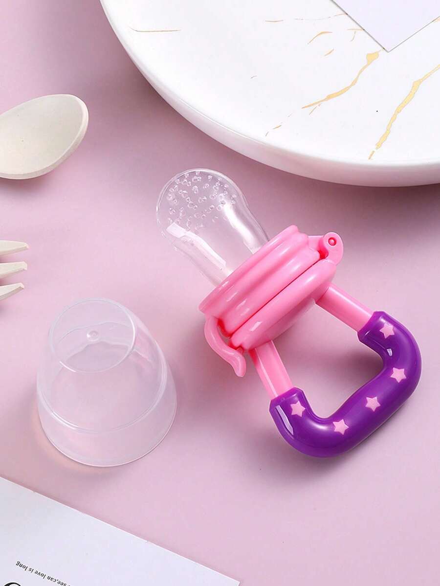 1 chiếc núm vú giả ăn dặm bằng silicon hình trái cây và rau củ cho bé, đồ chơi gặm nướt mềm mại, thiết kế dễ thương cho bé ăn hàng ngày. - Hồng - Xem 1