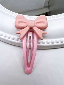 ROMWE 4pcs Kawaii Pink & White Resin Bow Hair Clips, Suitable For Holidays, Gifts And Daily Wear, Back To School Valentines Claw Clips Hair Claws Hair Barrettes