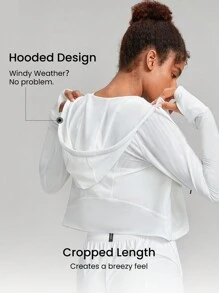 GLOWMODE 帶連帽拉鍊網眼長袖夾克 - 白色 - 查看 2