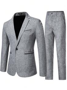 Manfinity Mode Hombres Pantalones con blazer con botón - Gris - Ver 5