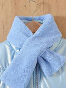 Tween Girl Winter Solid Color Long Sleeve Waist-Tied Casual Padded Coat - Blue - View 5