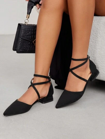 CUCCOO CHICEST 女士舒适平底交叉带尖头时尚鞋、毕业高跟鞋、舞会高跟鞋，适合夏季、圣诞节、秋季、新年假期