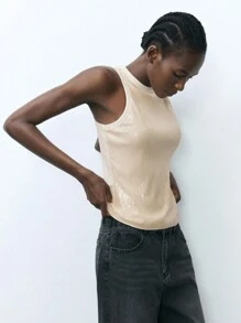 Maija Top sin mangas con cuello de halter para mujer, de diseño sencillo y de unicolor versátil para uso casual, fiesta, uso diario, elegante, adecuado para primavera/verano, atuendos de discoteca, San Patricio, Pascua y festivales de primavera