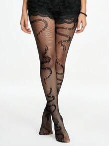 ROMWE Goth 1 Pair Of Creative Snake Net Stockings Tights For Halloween