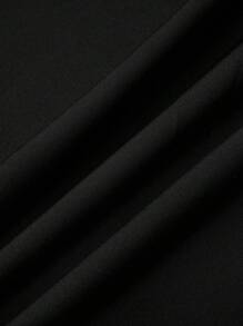 SHEIN Clasi Plus Size Women's Solid Color Minimalist Everyday Midi Skirt , Black - Black - View 5
