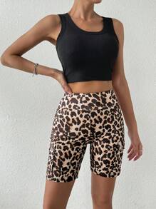 Chiquease Women Leopard Print Summer Shorts With Pockets - Multicolor - View 2