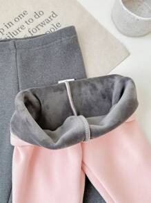 SHEIN LMoss Kids 3 件套女婴可爱百搭针织松紧腰保暖内衬裤套装，秋冬 - 彩色 - 查看 6