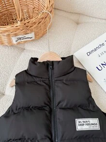 Young Girl Woven Solid Stand Collar Fitted Casual Padded Coat