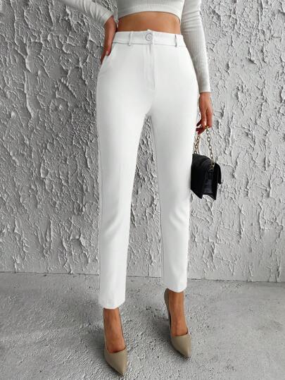 EURMUSE Solid Color Simple Casual Daily All-Match Tapered Pants