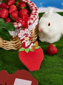 Strawberry Shortcake X SHEIN 1 Pc Cute Cartoon Character & Strawberry Pattern Luggage Tag,Gift Ideas - Red - View 1