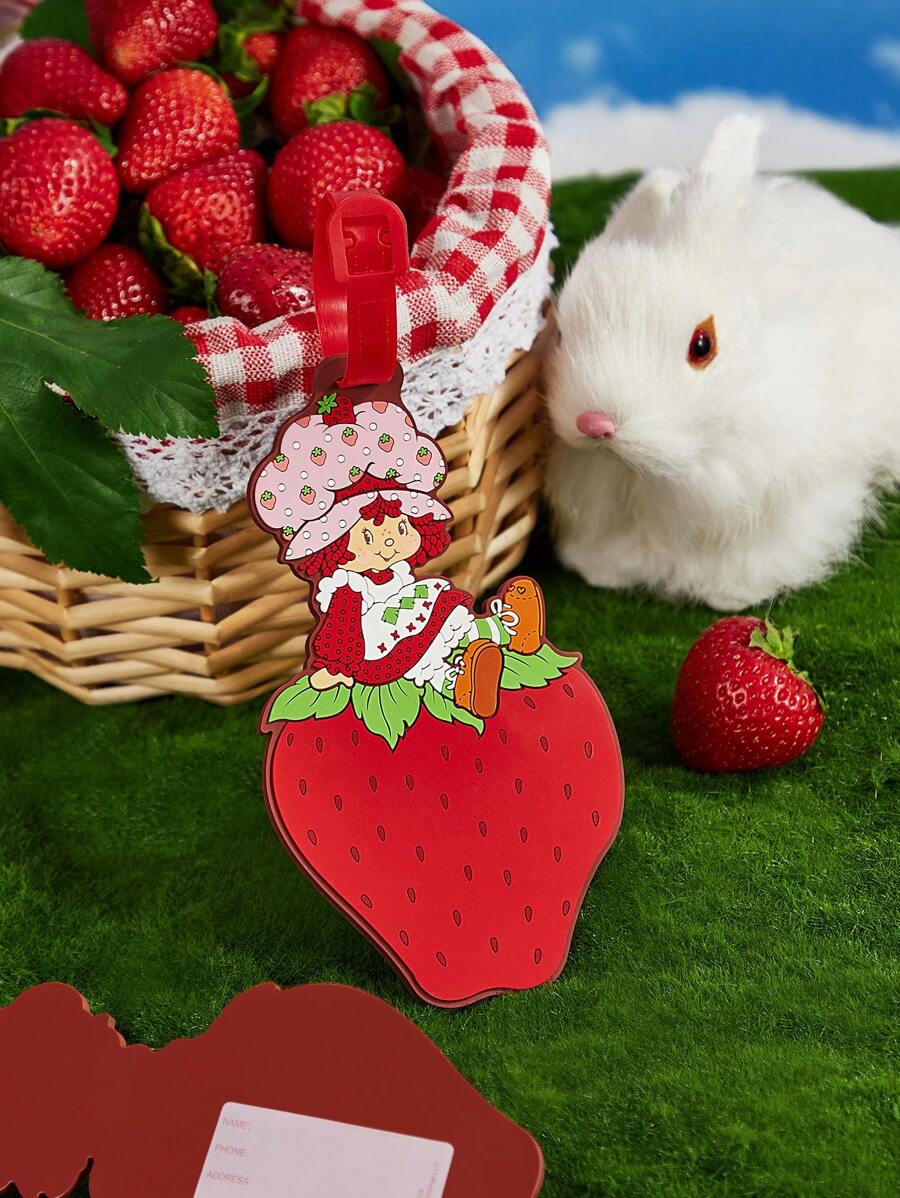 Strawberry Shortcake X SHEIN 1 Pc Cute Cartoon Character & Strawberry Pattern Luggage Tag,Gift Ideas - Red - View 1