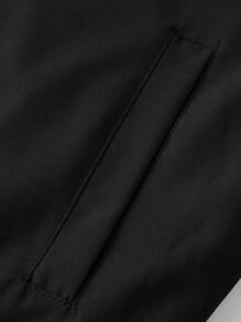 Manfinity EMRG Men's Casual Letter Printed Hooded Jacket, Spring And Autumn, Going Out Hooded Black Friends Long Sleeve Light Jacket, For Friends, Husband, Boyfriend Gifts