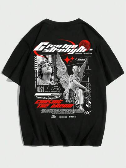 Street Life Men Cotton Slogan & Sculpture Graphic Tee, School