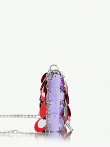 SHEIN ICON 女士晚宴包、斜挎包、时尚、简约、个性、百搭、甜美酷炫、火辣女孩、闪亮、趣味、学院风、Y2K、大亮片、多色可选、适合派对、鸡尾酒会、舞会、俱乐部、约会、生日、晚会、情人节约会之夜 - 紫色 - 查看 4