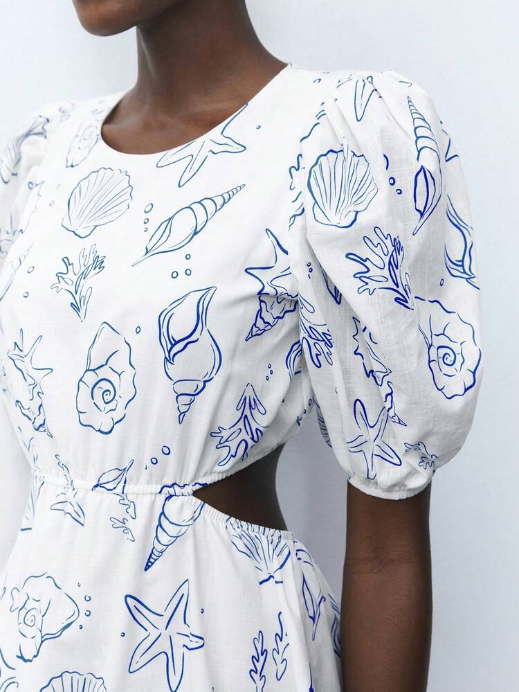 SHEIN Maija Floral Print Puff Sleeve Dress