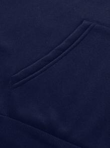 Manfinity EMRG Men's Letter Print Pocketed Hooded Casual Sweatshirt - Navy Blue - View 3